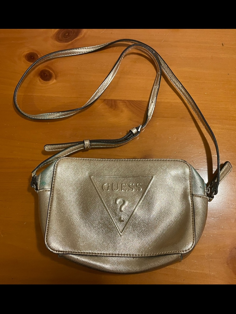 GUESS Metallic Gold Crossbody Camera Bag